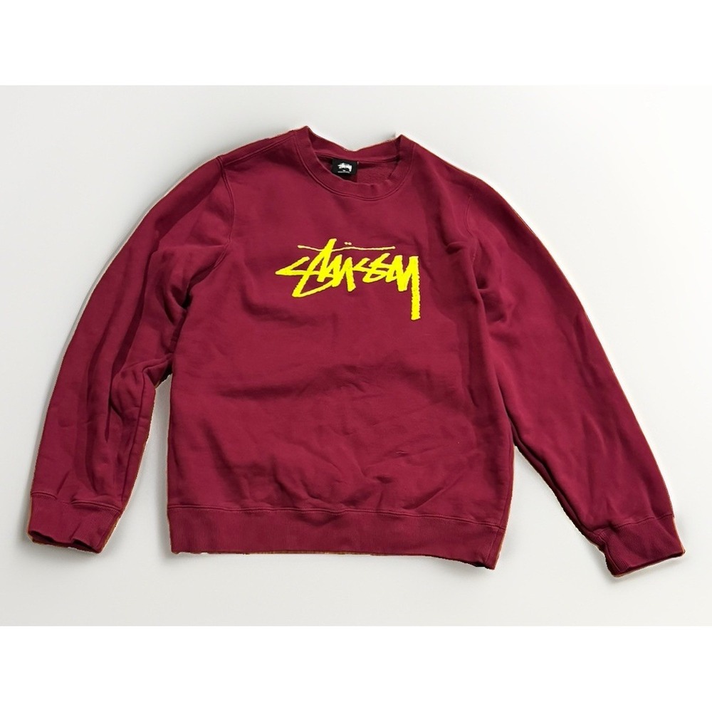 Stussy Crewneck Sweatshirt Burgundy Unisex Medium Vintage Y2K Rare